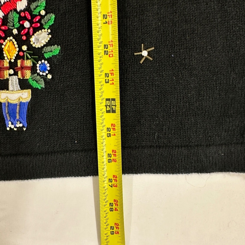 Victoria Jones Christmas Tree‎ Sweater Womens 2X Black Beaded | Kitschy Holiday - Picture 5 of 5